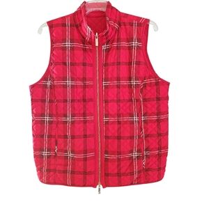 Chico’s Reversible Vest Quilted Red/Plaid Size 4 / XXL / 20 Full Zip Pockets